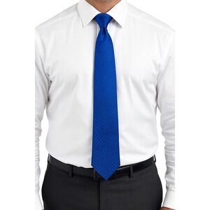 Men's‎ Blue Geometric Silk Tie Peter Valentine Designer Classic Length